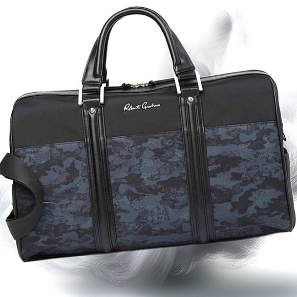 Robert Graham Reavy Black Blue Camo Weekender Duffle Style Carry-On Bag - Picture 2 of 8